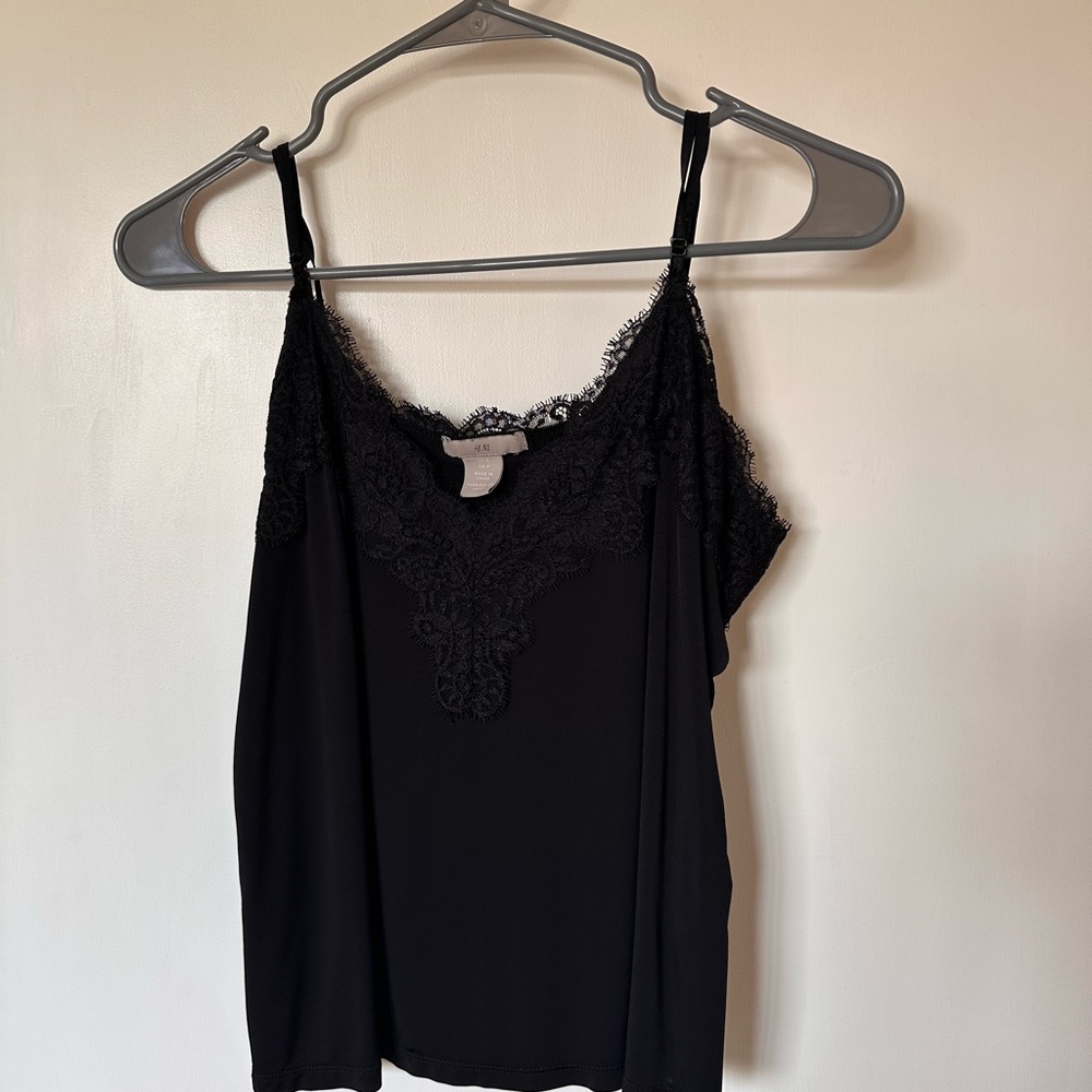 H&M Black Embellished Crop Camisole